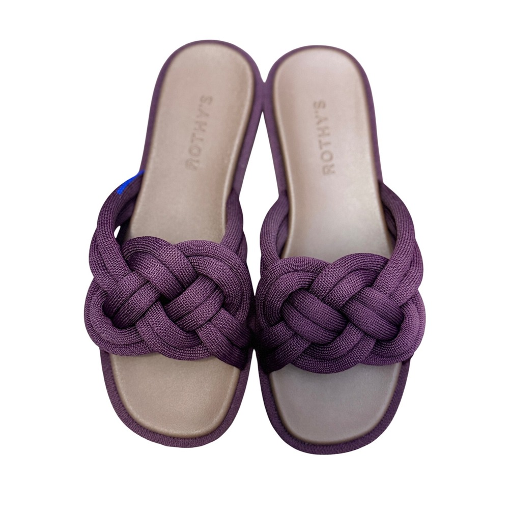 Rothy's The Knot Slide Braided Sandal Plum Purple Womens Size 7 Casual
